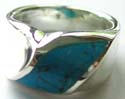 Genuine blue turquoise stone embedded glowing flame pattern design sterling silver ring