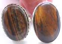 Assorted design genuine tiger eye stone inlay sterling silver ring