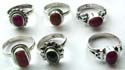 Assorted pattern design sterling silver ring with assorted genuine stone inlay 