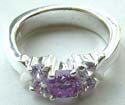 5 rounded light purple forming flower pattern design sterling silver ring