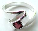 Flip twisted pattern design sterling silver ring with a square shape red 