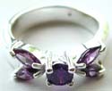 5 purple cz stone forming butterfly pattern design sterling silver ring