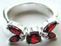 5 red cz stone forming butterfly pattern design sterling silver ring