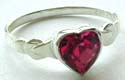 Thin-band design sterling silver ring holding a heart shape pink color cz stone at center