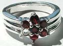 Multi mini red cz stone forming flower pattern sterling silver ring 