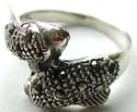 Double fish pattern design sterling siver ring with multi marcasites embedded 