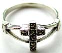 Sterling siver ring with multi marcasites embedded cross pattern design in middle