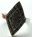Sterling siver ring with multi marcasites embedded geometric pattern design in middle