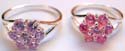 Assorted color cz stone forming flower pattern sterling silver ring