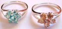 Assorted color cz stone forming flower pattern design sterling silver ring