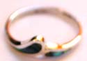 2 irregular mini abalone seashell embedded sterling silver pinky / kids ring 