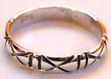 Carved-out geometric pattern design sterling silver pinky / kids ring 