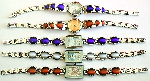 Wholesale bracelet watch with cat's eye stone in silver tone  to jewelry business and watch  retailer