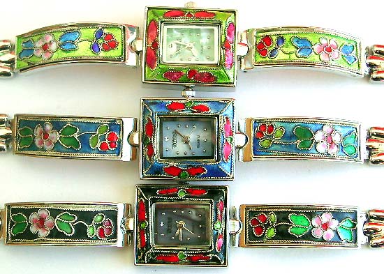 Designers jewelry making supply enamel fashion bracelet watch, assorted color and pattern design, randomly pick by ouWholesale cloisonne watch and cloisonné jewelry