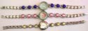 Antique gift idea rounded or heart shape design fashion bracelet watch with multi color cat eye stone embedded along, assorted color , randomly pick by our warehouse stuff