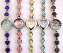 Antique gift idea rounded or heart shape design fashion bracelet watch with multi color cat eye stone embedded along, assorted color , randomly pick by our warehouse stuff