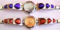 Fashion cat eye stone embedded bracelet watch, assorted clock face design and assorted color cat eye stone, randomly pick by our warehouse stuff