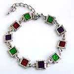 Fashion enamel bracelet with assorted color square shape beads 