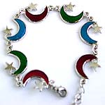 Fashion enamel bracelet with assorted color moon and star pattern