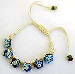 Adjustable assorted color and design hand painted wooden beads fashion bracelet