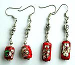 ancient Chinese style fashion jewelry Hand painted enamel fashion earring with red pattern