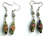 ancient Chinese style fashion jewelry Hand painted enamel flower pattern fashion earring 