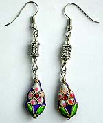 Hand painted enamel flower and leaf pattern fashion earring 
