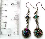 Fashion earring with multi color rhinestone embedded on sailing pattern