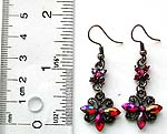 Fashion earring with multi color rhinestone embedded on flower pattern