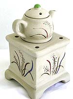 Ceramic tea pot with pattern painted house stand oil burner