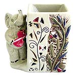Flower plated elephant pattern ceramic oil warmer
