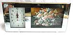 Metal decoration clock with hand painted flower picture beside