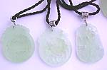 Cotton black cord fashion necklace with assorted design hand carved jade pendant
