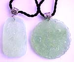 Cotton black cord fashion necklace with assorted design hand carved jade pendant
