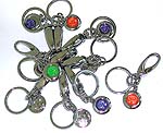 Assorted color and design beaded key chain with pant hook
