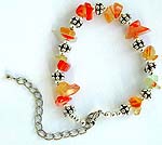 Fashion bracelet with antique silver beads and genuine agate stone beads 