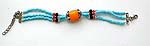 Blue beaded double strings forming fashion bracelet with imitation amber