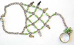 slave bracelet handflowers with ring, , spider web chain link with green rhinestone