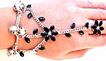 daisy flower imition onyx slave bracelet handflowers with ring and jingle bells
