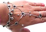 imition onyx daisy flower slave bracelet handflowers with ring and dangle bells