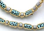 Handmade blue fimo bead necklace and bracelet choker set, Choker adjustable