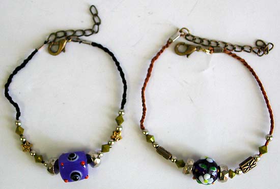 Wholesale anklet bracelet. Red black string fashion bracelet anklet with Chinese glass lampwork bead