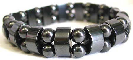 Multi arch and double rounded hematite beads forming stretchy fashion hematite bracelet