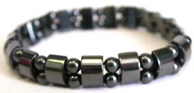 Multi arch and double rounded hematite beads forming stretchy fashion hematite bracelet, same design as BHEMH-43016, BUT BEADS SMALLER