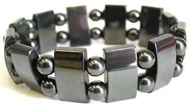 Stretchy fashion hematite bracelet with multi widen arch and double rounded hematite beads 