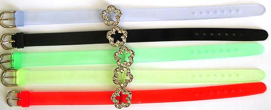 Wholesale slide bracelet with rhinestone charm. Assorted color fashion bracelet with beaded double heart