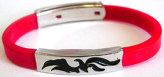 Slide bracelet - Assorted color fashion rubber bracelet with 5 carved-out star slide charm