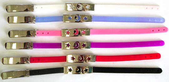 Bracelet slide wholesale - Assorted color fashion bracelet with carved-out moon star