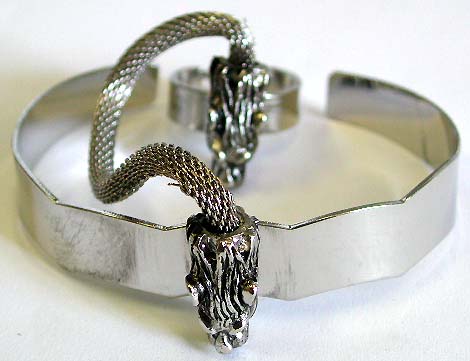 Wholesale fashion jewelry mystical dragon head ring chain fashion bangle bracelet