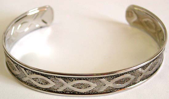 Christian fish fashion bangle cuff bracelet, Christian religious inspired jewelry 